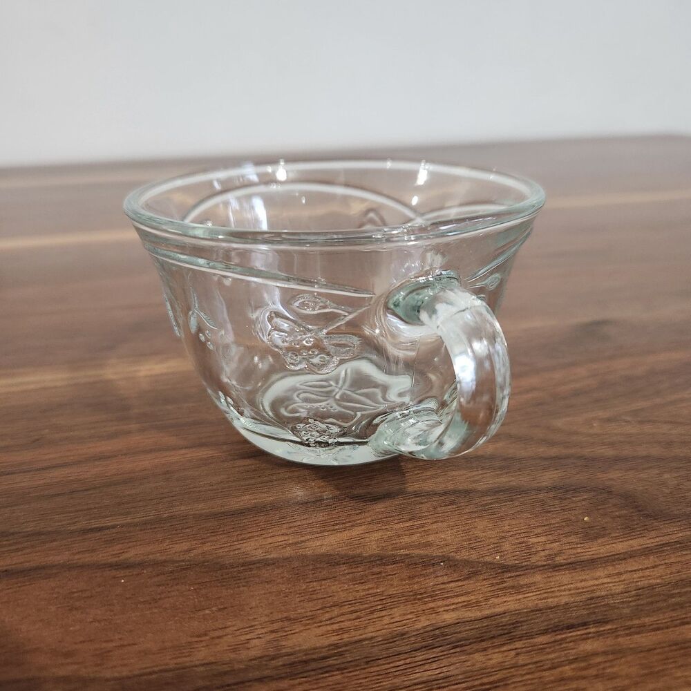 Savannah Vintage Anchor Hocking Flower Clear Glass Punch Tea Cups Mugs Set Of 6 - Picture 3 of 7